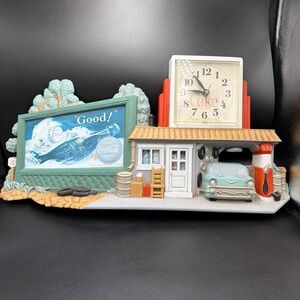 VTG 90s Coca Cola Wall Clock Garage Filling Gas Station Billboard Clock Not Work